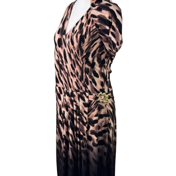 Jennifer Lopez Women’s Brown Ombre Animal Print Dress Size XL Fake Wrap - Picture 7 of 16